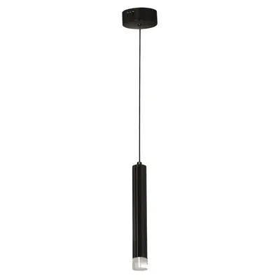 LAMPA WISZĄCA CARBON 1X5W LED, czarny, pojedynczy, jeden klosz, tuba