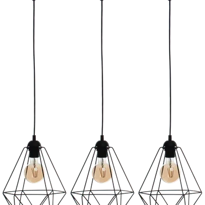 Lampa wisząca BASKET BLACK 3xE27 potrójny, loft, czarny, 3 klosze