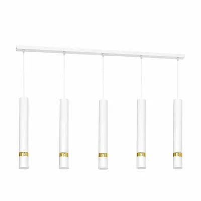 Lampa wisząca, 5 kloszy, nad stół, wyspę, biała/złota JOKER WHITE/GOLD 5xGU10