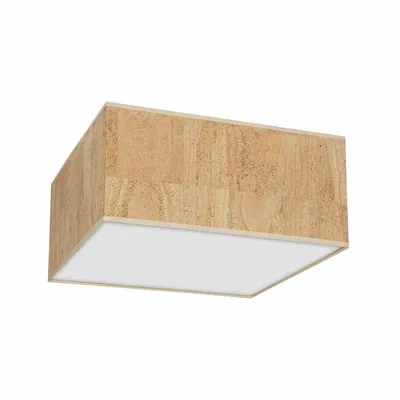 Lampa sufitowa, kwadratowa, korek, biała CORK White/Cork 2xE27