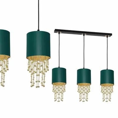 Lampa wisząca zielona/złota z kryształkami ALMERIA GREEN/GOLD 3xE27