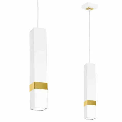 Lampa wisząca, nad stół, wyspę, biała, złota VIDAR WHITE/GOLD 1xGU10