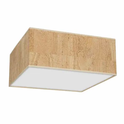 Lampa sufitowa, kwadratowa, korek, biała CORK White/Cork 3xE27