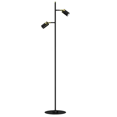 Lampa podłogowa JOKER BLACK/GOLD 2xGU10, stojąca, czarna, podwójna