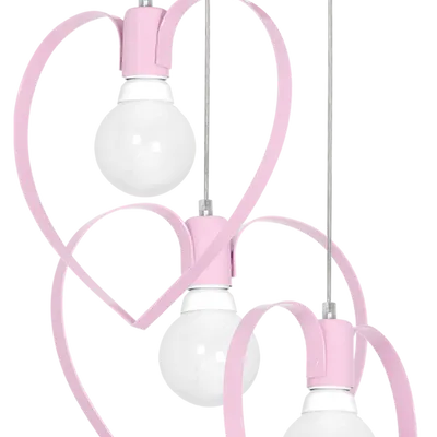 Lampa wisząca AMORE PINK 3xE27, 3 serca, serduszka, różowy, dla dziewczynki