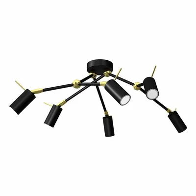 Lampa sufitowa, czarna, 6 kloszy IRIS Black/Gold 6x mini GU10