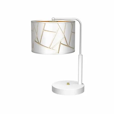 Lampka nocna, biała, złota, okrągła ZIGGY WHITE White/Gold 1xE27