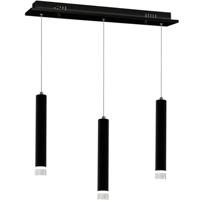 LAMPA WISZĄCA CARBON 3X5W LED, czarne, potrójne, tuby, 3 klosze