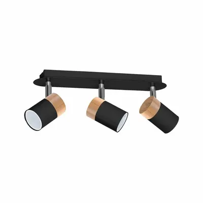 Lampa sufitowa, czarna/drewno, potrójna kierunkowa JOKER BLACK/WOOD 3xGU10