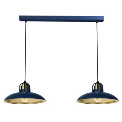 Lampa wisząca FELIX NAVY BLUE/GOLD 2xE27, granatowa, złota, podwójna