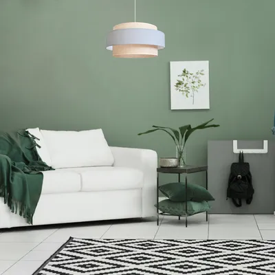 Lampa BOHO wisząca nad stół len i szary