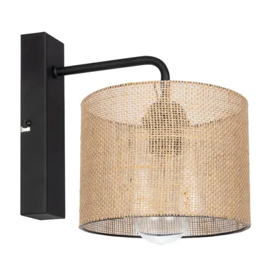 Lampa ścienna kinkiet pojedynczy BOHO len czarny