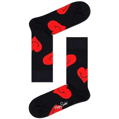 SKARPETKI HAPPY SOCKS JUMBO SMILEY HEART JSH01-9000 41-46 Czarny