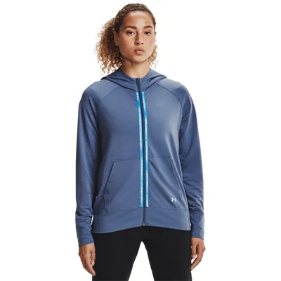 Bluza damska UNDER ARMOUR Rival Terry Taped FZ Hoodie 1360907 niebieska M Niebieski