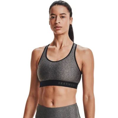 Biustonosz treningowy UNDER ARMOUR Mid Keyhole Heather Bra 1310458 szary S Szary