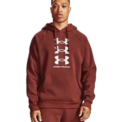 Bluza męska UNDER ARMOUR Rival Hoody Fleece 3Logo HD 1357094 bordowa L Bordowy