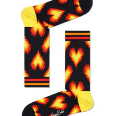 SKARPETKI HAPPY SOCKS BURNING HEART THIN CREW ATBUH29-9300 41-46 Czarny