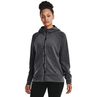 Bluza damska UNDER ARMOUR Rival Terry Taped FZ Hoodie 1360907 szara L Szary