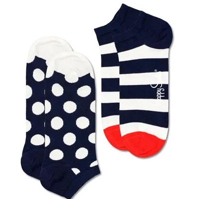 SKARPETKI HAPPY SOCKS 2-PAK BIG DOT STRIPE LOW BDS02-6500 41-46 Granatowy