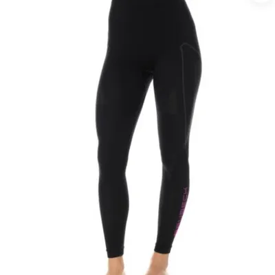 Termoaktywne damskie legginsy na narty THERMO Brubeck czarno-różowe LE11870A XL Czarny