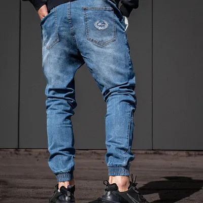 Spodnie Jeans Jogger Moro Sport Paris Laur Marmurkowe Niebieskie