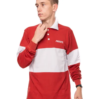 Longsleeve Prosto Polo Malle Czerwony / Biały