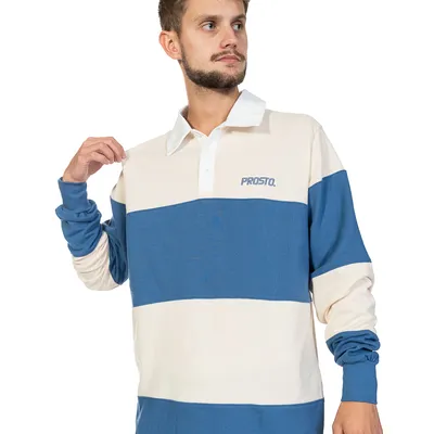 Longsleeve Polo Prosto Mathew Beżowy / Niebieski