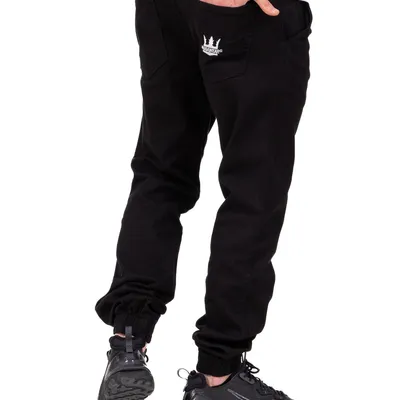 Spodnie Materiałowe Jogger Jigga Wear Crown Czarne / Białe