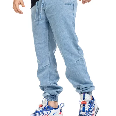 Spodnie Jogger Jeans Prosto Pazy Jasnoniebieskie