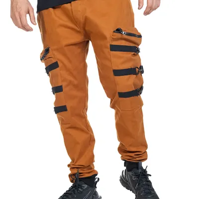 Spodnie Materiałowe Jogger Gangster 11132 Brązowe