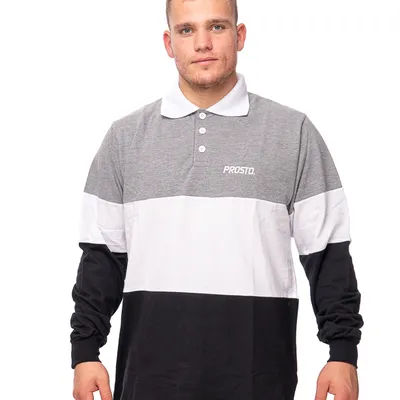 Longsleeve Prosto Polo Malle Szary / Czarny / Biały