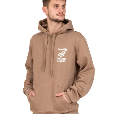 Bluza Z Kapturem Grube Lolo Small Logo Brązowa / Biała