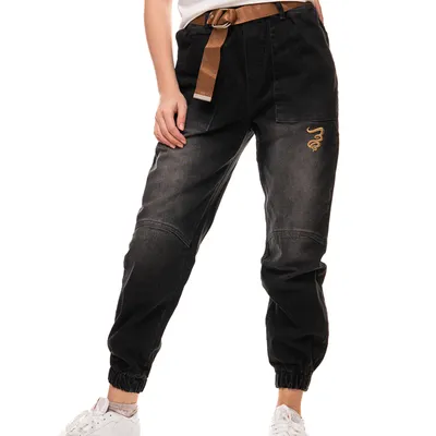 Spodnie Damskie Jeans Jogger Grube Lolo Smoke Czarne