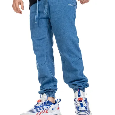 Spodnie Jogger Jeans Prosto Pazy Niebieskie