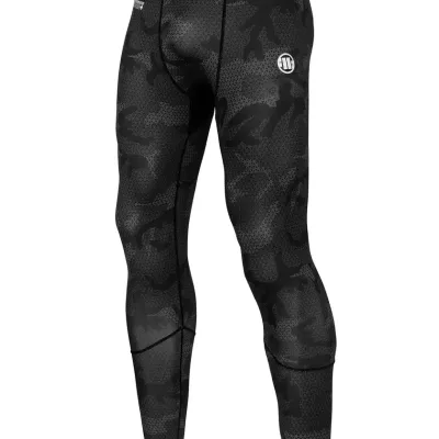 Legginsy Sportowe Męskie Pit Bull Net Camo 2 Czarne