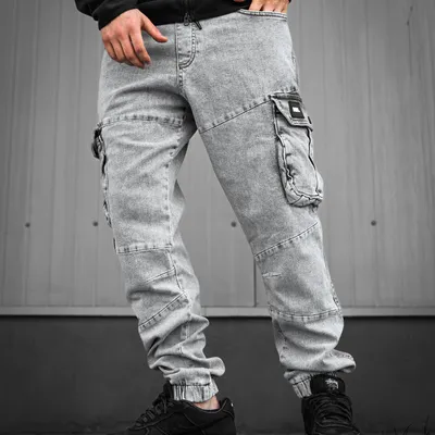 Spodnie Jeans Jogger New Bad Line Cargo Sprany Szary