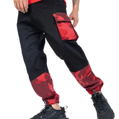 Spodnie Materiałowe Jogger Gangster 3001 Camo 2 Dark Red Pocket Moro