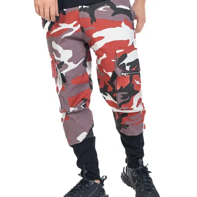 Spodnie Materiałowe Jogger Gangster 3007 Camo 2 Moro Czerwone