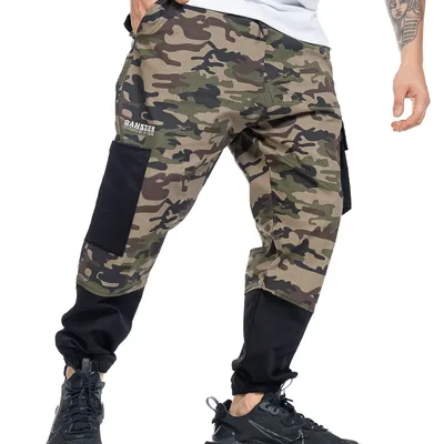 Spodnie Materiałowe Jogger Gangster 3001 Camo 8 Black Pocket Moro