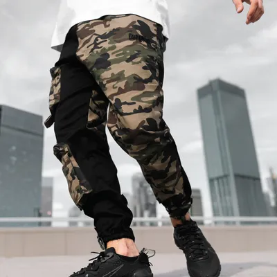 Spodnie Materiałowe Jogger Gangster 3002 Camo Small Moro / Czarne nogawka