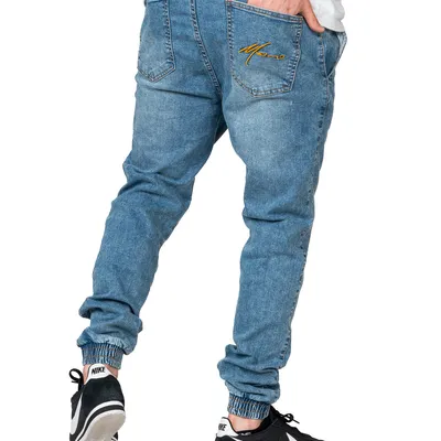 Spodnie Jeans Jogger Moro Sport Big Paris Marmurkowe Niebieskie