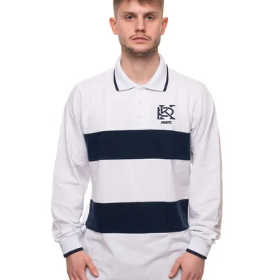 Longsleeve Polo Prosto Rugy Biały / Granatowy