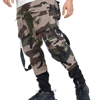 Spodnie Materiałowe Jogger Gangster 11133 Camo Brązowe