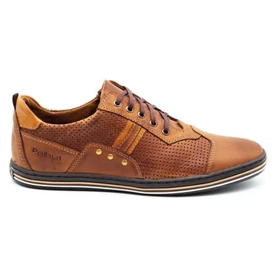 Buty męskie skórzane casual 1801P camel