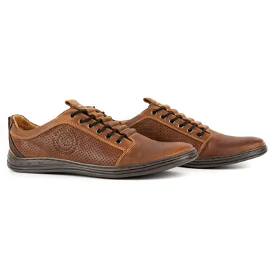 Buty męskie skórzane casual 2121p camel