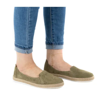 Półbuty damskie espadryle skórzane 0646W zielone