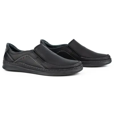 Buty męskie wsuwane skórzane SLIP-ON 216GT czarne