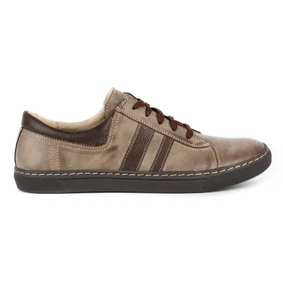 Buty męskie casual skórzane 0150W brązowe