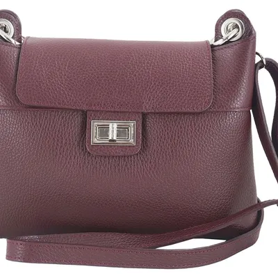 Torebka damska skórzana crossbody - Bordowa