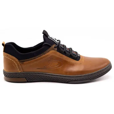 Buty Męskie Skórzane Casual K24 Camel, , Całoroczne